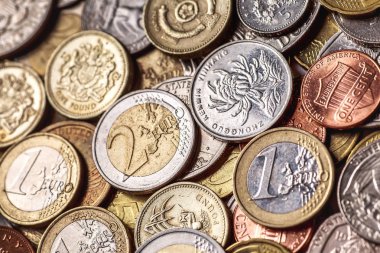 Arka plan Euro para paralar. İngiltere Pound para. Bizim paraları. Grup sikke