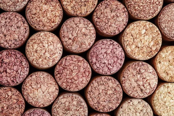 Wine corks background horizontal.Top view with copy space