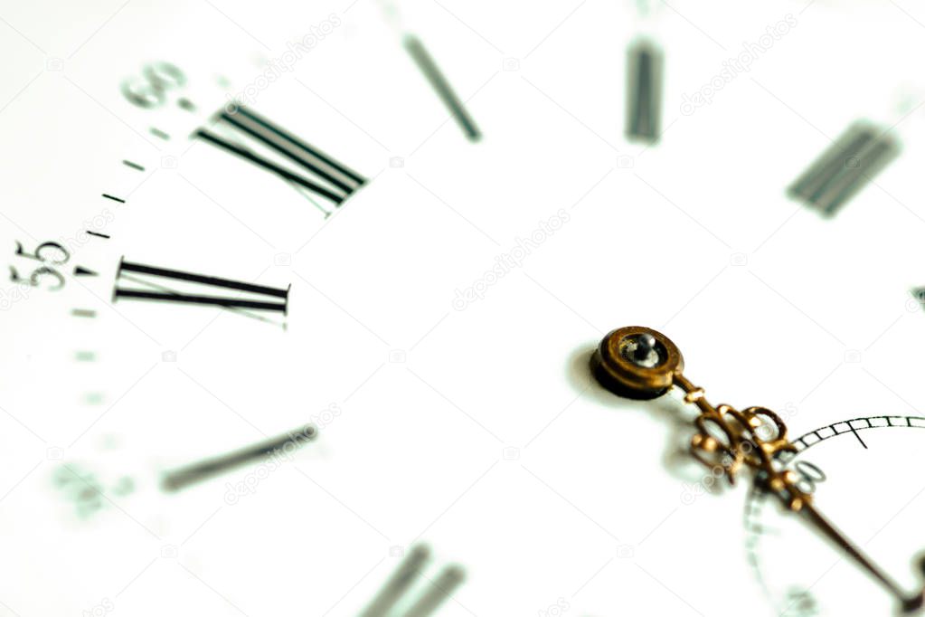 Retro style clock counting.Concept of time, history, science, me