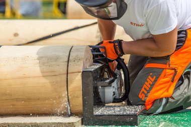 Khmelnitsky. Ukrayna. 22 Haziran 2019. Khmelnitsk içinde Stihl testere