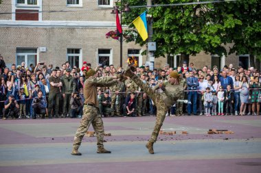 Khmelnitsky. Ukrayna. 23 Mayıs 2019 Ukrayna kolunun askerleri