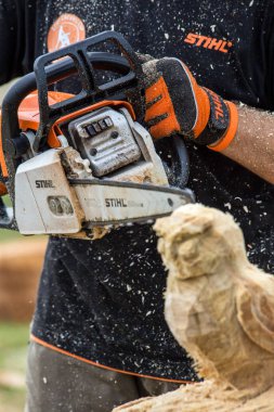 Khmelnitsky. Ukrayna. 22 Haziran 2019. Khmelnitsk içinde Stihl testere