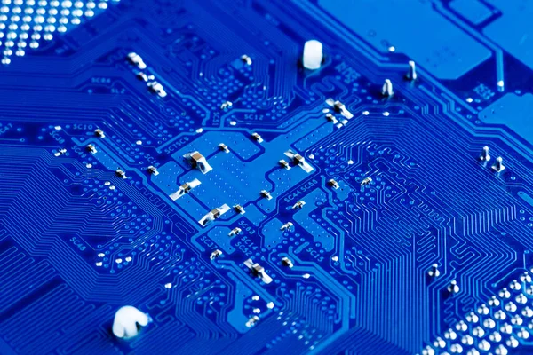 Sfondo Circuito Blu Della Scheda Madre Del Computer Tecnologia Hardware — Foto Stock