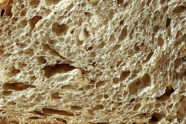 Pão Centeio Recém Assado Com Farelo Cereais Sementes Textura Close — Fotografia de Stock