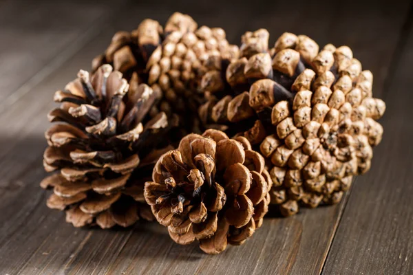 Pine Cones Wooden Background Rustic Natural Wooden Background Pine Cones — Stock Photo, Image