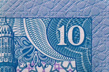 Yemen 10 Rials 1990.ReMarib Barajı, Dhana Vadisi 'nde, Büyük Marib Barajı' nın harabeleri, Arap kahvesi fundalığı.. 