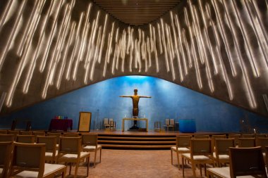 Alta, Finnmark, Norveç-8 Mart 2019: Kuzey ışıkları Cathedra