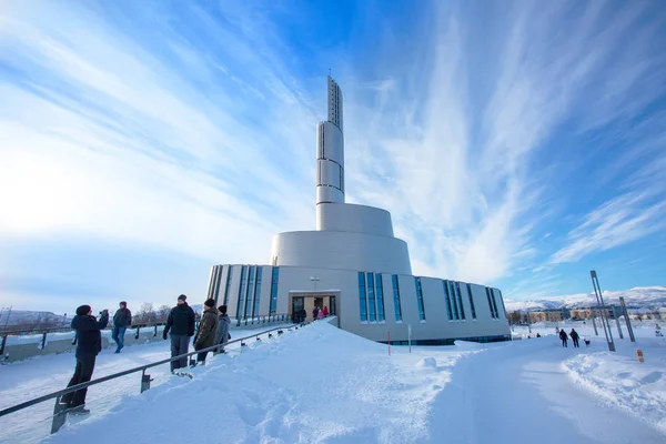 Alta, Finnmark, Norveç-8 Mart 2019: Kuzey ışıkları Cathedra