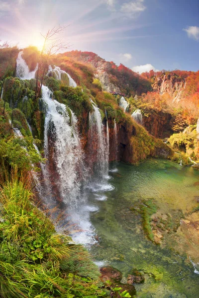 Plitvice Wasserfälle Kroatien Ist Einer Der Berühmten Orte Europa Sehr — Stockfoto