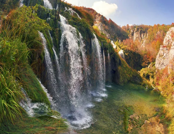 Plitvicei Vízesések Horvátországban Egyik Híres Híres Hely Európában Nagyon Szép — Stock Fotó