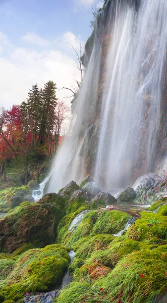 Vodopády Plitvice Chorvatsku Jeden Slavných Slavných Míst Evropě Velmi Krásná — Stock fotografie