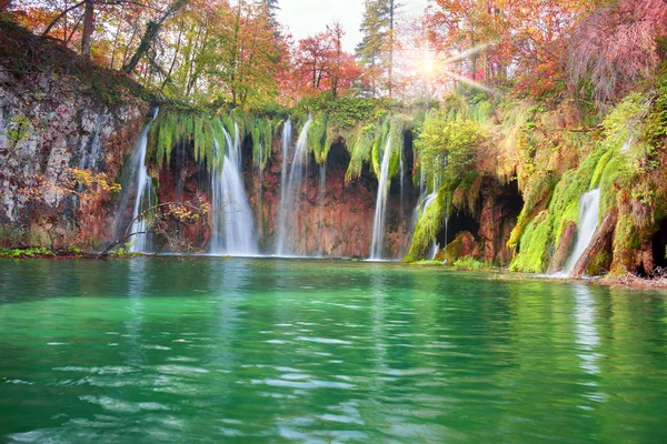 Plitvice Wasserfälle Kroatien Ist Einer Der Berühmten Orte Europa Sehr — Stockfoto