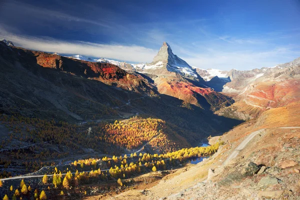 Pendici Autunnali Della Località Zarmatt Sono Punto Riferimento Locale Bellissimo — Foto Stock