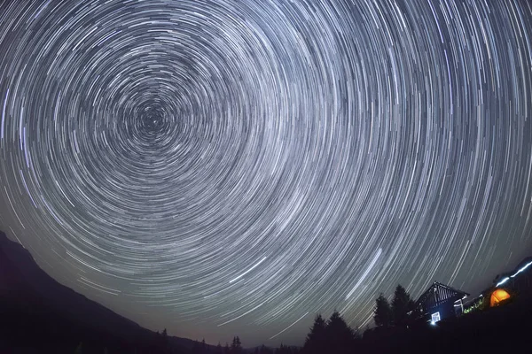 Manipulación Luminosidad Disparar Permitió Identificar Claramente Dirección Las Estrellas Cielo — Foto de Stock