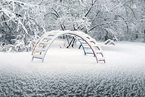 После Сильного Снегопада Сказочной Красоты Утреннего Зимнего Парка Европе Украина — стоковое фото