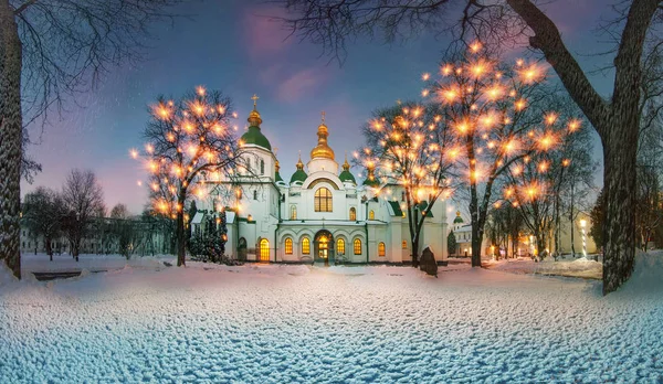 Tempo Inverno Para Mosteiro Sophia Especial Velho Kiev Parque Velho — Fotografia de Stock