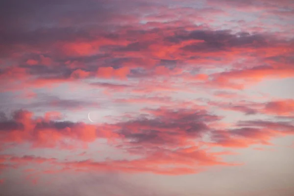 Sonnenuntergang Und Sonnenaufgang Mit Schönen Roten Wolken Und Gleichzeitig Der — Stockfoto