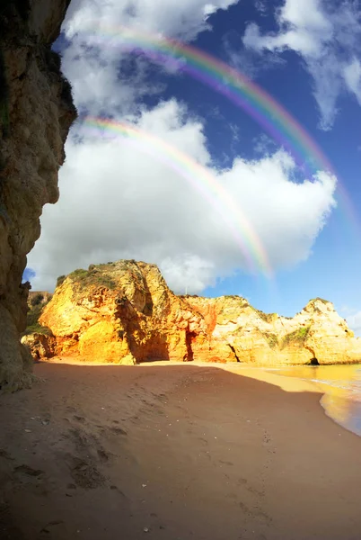 Famous Beaches Cliffs Sea Lagos Portugal Attract Many Tourists Vacationers — Stock Photo, Image