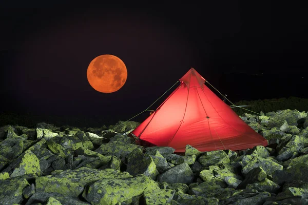 Намет альпійської зоряної ночі — стокове фото