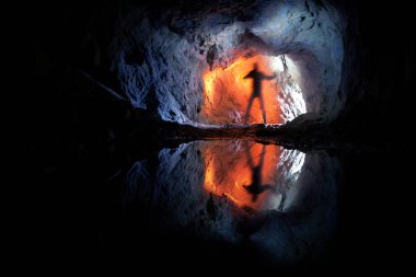 underground lake in an old mine in the Alps, Switzerland clipart