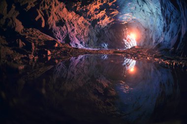 underground lake in an old mine in the Alps, Switzerland clipart