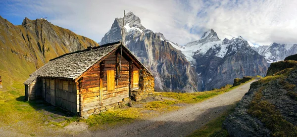 Traditional alpine mountain house in Chamonix for shepherds cows and sheep. All wooden, natural, attracts tourists