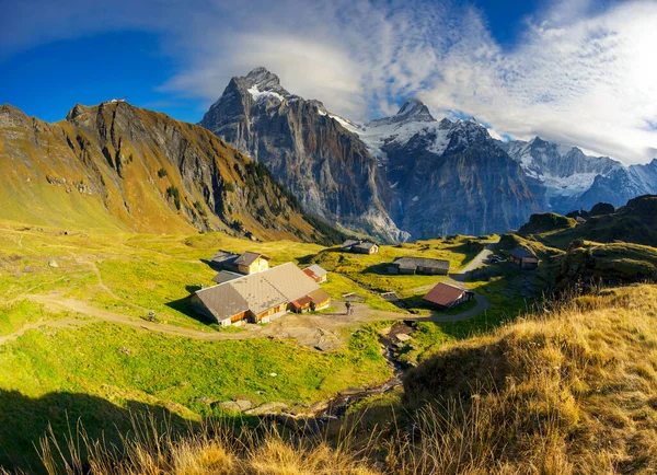 Traditional alpine mountain house in Chamonix for shepherds cows and sheep. All wooden, natural, attracts tourists, cyclists ride mountain bikes