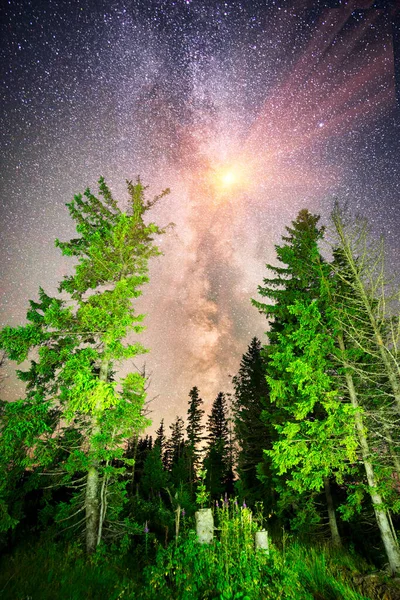 Czystym Górskim Niebie Cordillera Usa Gwiazdy Mgławice Galaktyka Drogi Mlecznej — Zdjęcie stockowe