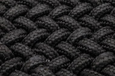Yüksek Detaylı Koyu Örgü Kumaş. Soyut Arkaplan için Örgü İpliği Deseni Macro Görünümü