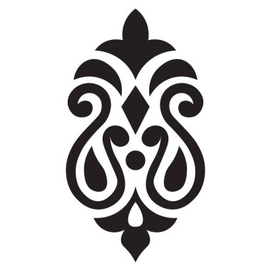 Zarif Vektör Süslemesi. Dekoratif bir unsur, şık bir simetrik tasarım, logolar ve klasik kavramlar için mükemmel.