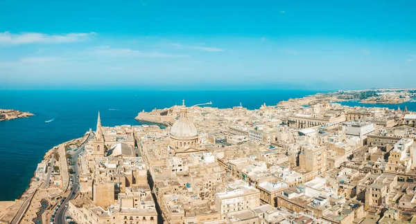 Aerial Panoramautsikt Över Den Gamla Staden Valletta Malta — Stockfoto