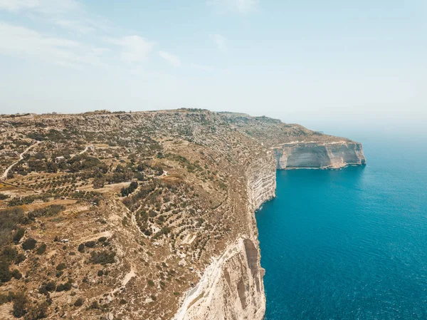 Hermosa Vista Sobre Los Escarpados Acantilados Blancos Isla Malta — Foto de Stock