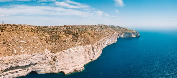 Hermosa Vista Sobre Los Escarpados Acantilados Blancos Isla Malta — Foto de Stock