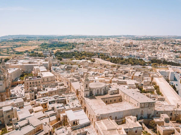 Vue Aérienne Capitale Fortifiée Malte Ville Silencieuse Mdina Imdina Skyline — Photo