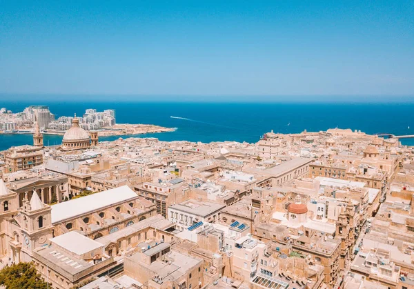 Vista Panorámica Aérea Del Casco Antiguo Valeta Malta — Foto de Stock