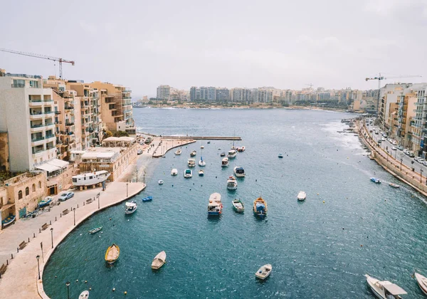 Hermosa Vista Aérea Bahía Spinola Julians Sliema Ciudad Malta — Foto de Stock