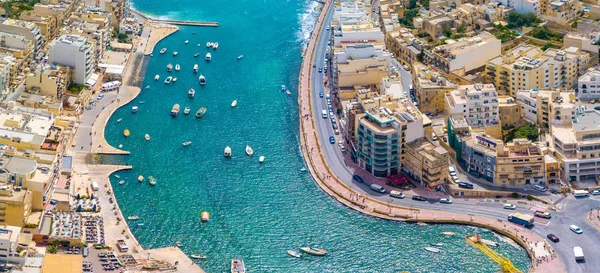 Beautiful Aerial View Spinola Bay Julians Sliema Town Malta — Stock Photo, Image