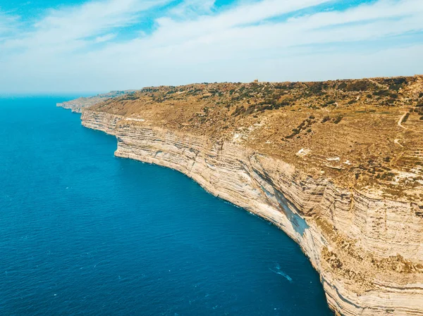 Hermosa Vista Sobre Los Escarpados Acantilados Blancos Isla Malta — Foto de Stock