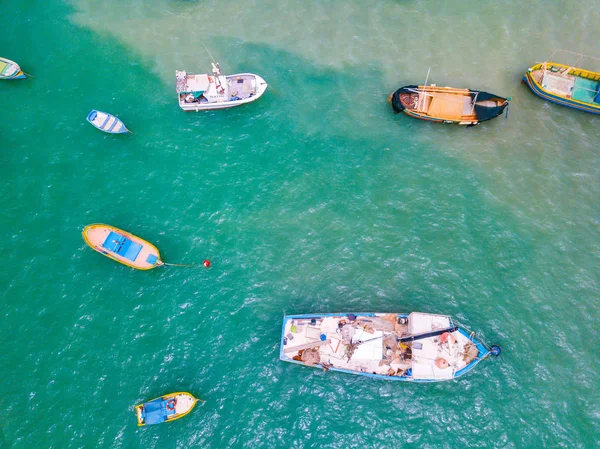 Traditional Eyed Colorful Boats Luzzu Harbor Mediterranean Fishing Village Marsaxlokk — Stock Photo, Image