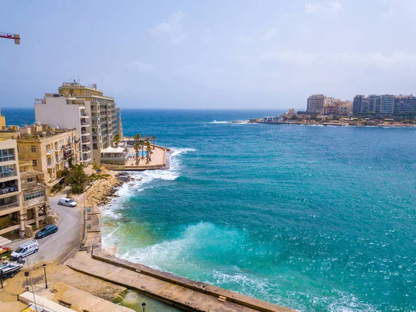Вид Воздуха Залив Феола Город Сент Джулианс Слима Мальте — стоковое фото