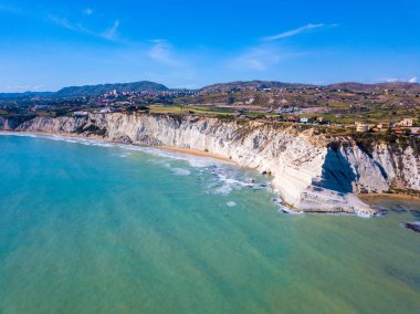 Sicilya, İtalya hava görünümünü Türk merdiven. İtalya deniz güzel Beyaz kayalıklar.
