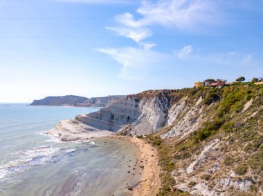 Sicilya, İtalya hava görünümünü Türk merdiven. İtalya deniz güzel Beyaz kayalıklar.