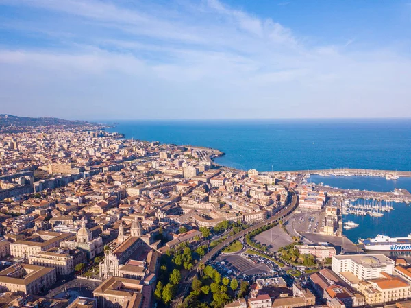 Veduta Aerea Sul Porto Catania Che Trova Accanto Centro Storico — Foto Stock