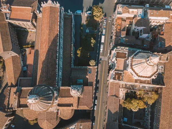 Veduta Aerea Della Cattedrale Sant Agata Centro Catania Con Vulcano — Foto Stock