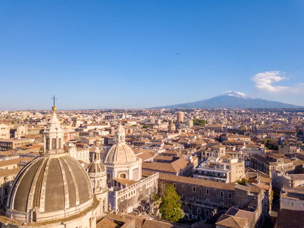 Bela Vista Aérea Cidade Catania Perto Catedral Principal Vulcão Etna — Fotografia de Stock