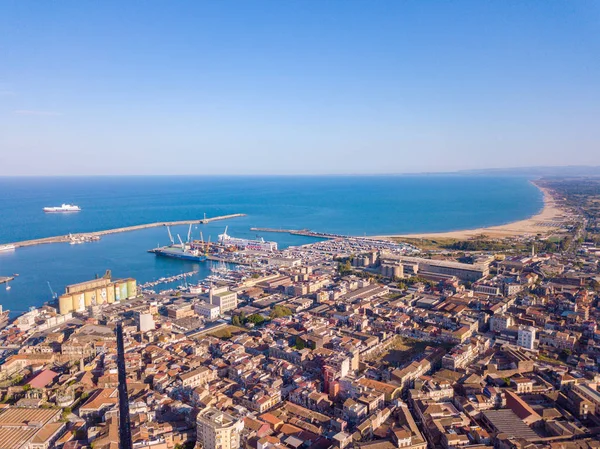 Veduta Aerea Sul Porto Catania Che Trova Accanto Centro Storico — Foto Stock