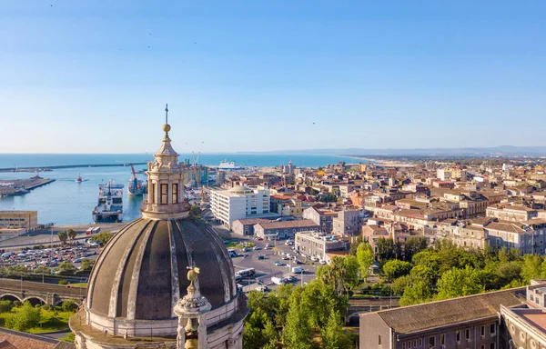 Veduta Aerea Sul Porto Catania Che Trova Accanto Centro Storico — Foto Stock