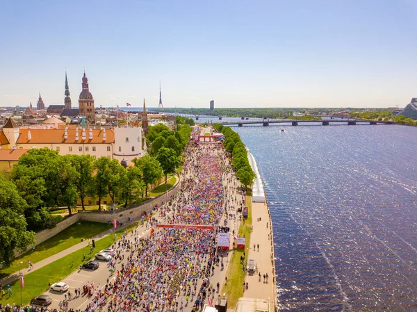 Riga Letonia Mayo 2018 Maratón Internacional Lattelecom 2018 Comience Terraplén —  Fotos de Stock
