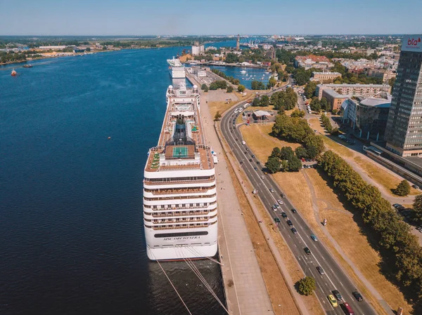 Riga Lettonia Giugno 2018 Veduta Aerea Della Nave Crociera Msc — Foto Stock