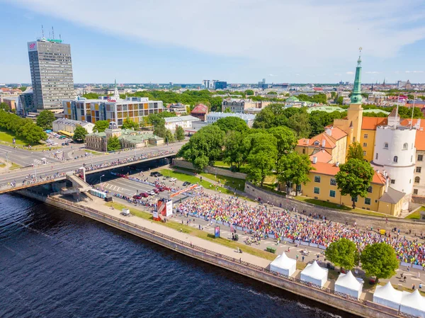 Riga Letonia Mayo 2018 Maratón Internacional Lattelecom 2018 Comience Terraplén —  Fotos de Stock